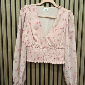 Wilfred Pink Floral Smocked Blouse